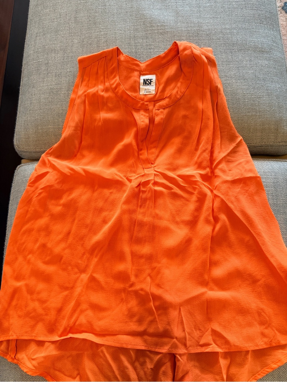 NSF Vibrant Orange Collarless Blouse